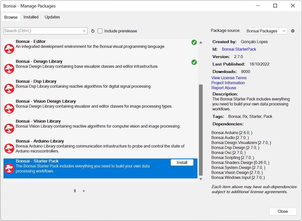 The Bonsai package manager